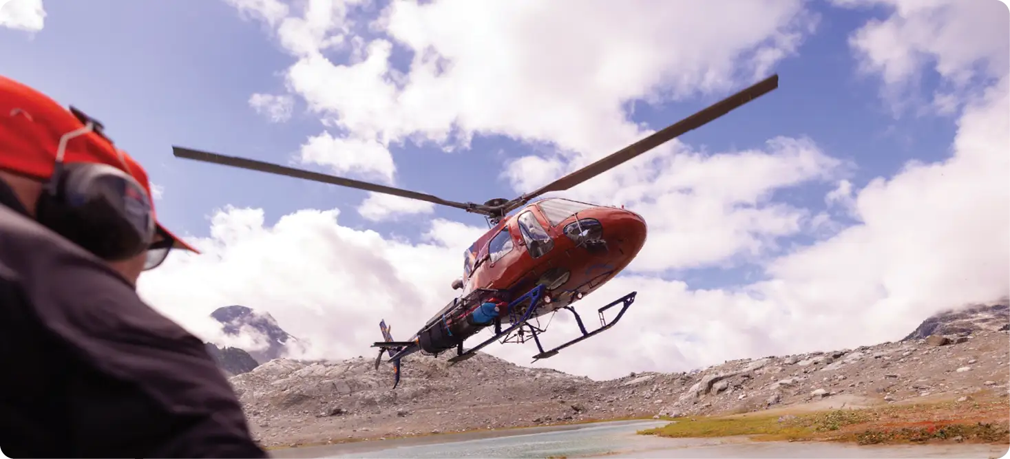 Incentive trip attendees participate in helicopter ride in Whistler, Canada